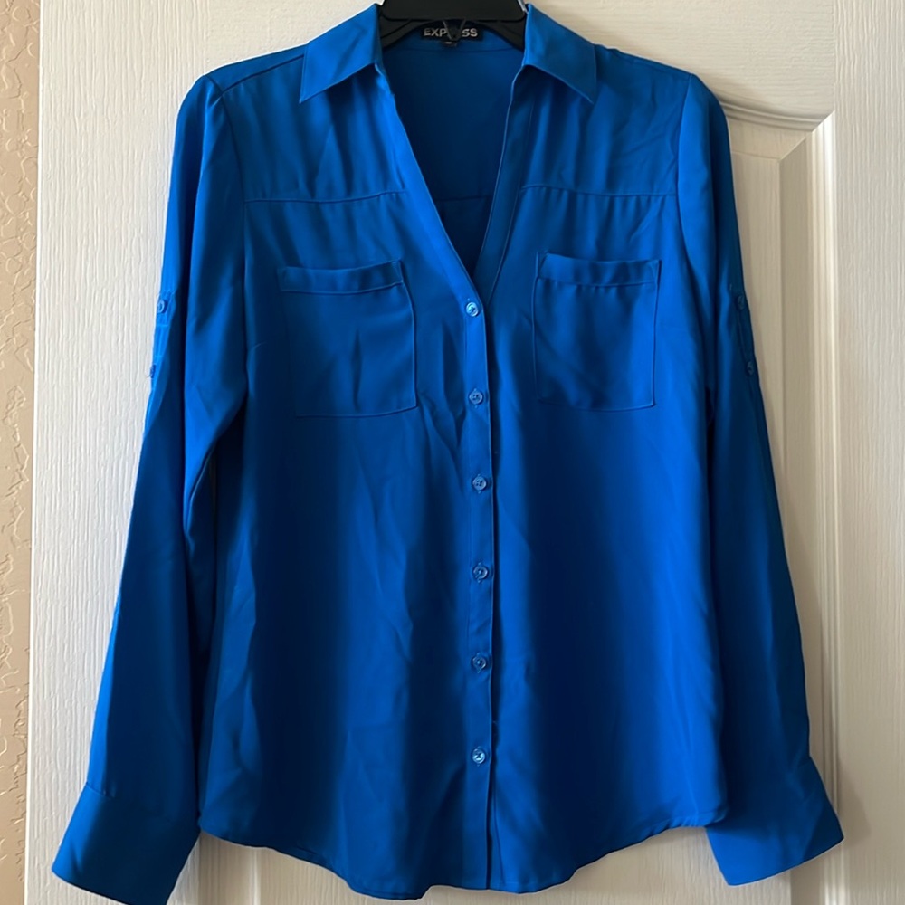 Express Teal Button Down Blouse